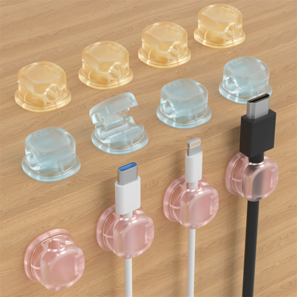 Cable Organizer Magnetic - 3 Transparente Farbige Magnetische Kabelhalterungen, Datenkabelhalter,