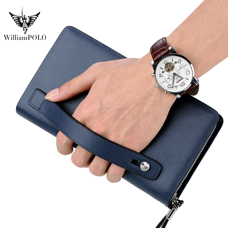 Phone Accessories Business - WILLIAMPOLO Luxus Herren Leder-Clutch Große Kapazität