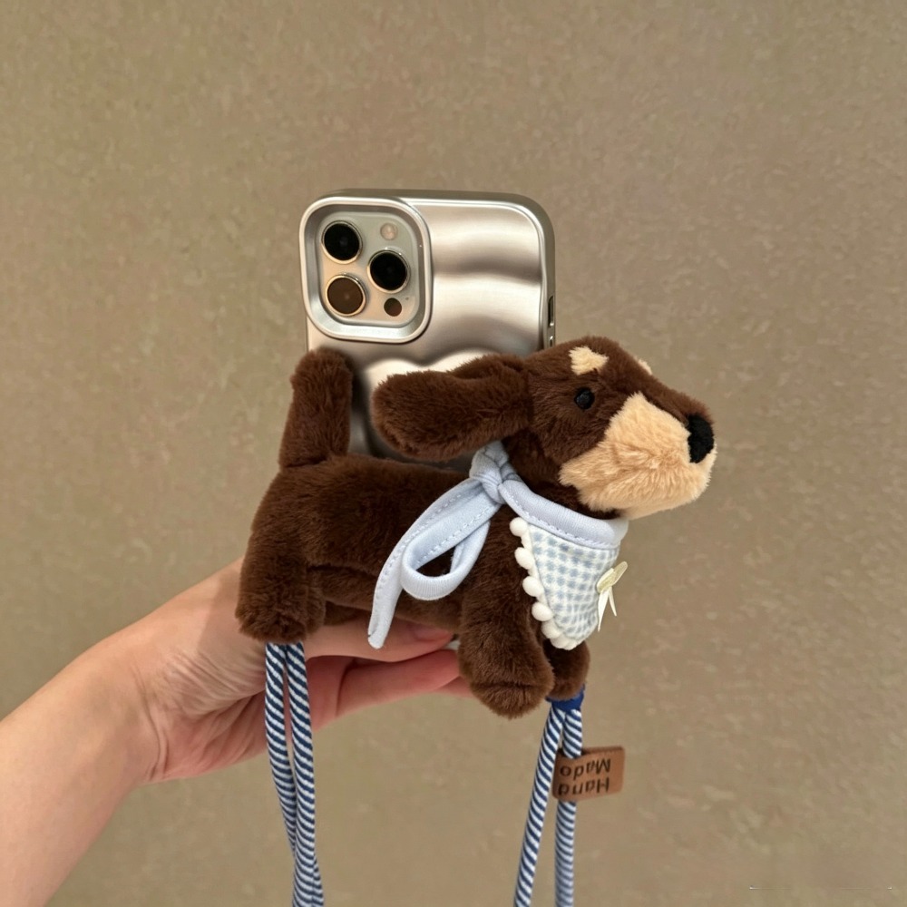Phone Accessories Cute - Niedliche Cartoon-Dackel-Plüschpuppe als Handyband, Crossbody-Handy-Lanyard mit