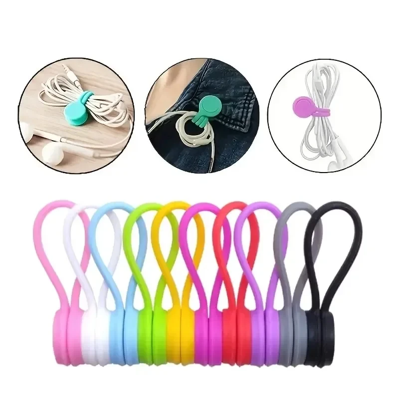 Cable Organizer Magnetic - 5/3/1 Stück Silikon-Magnetkabelbinder, wiederverwendbare Kabel-Organizer-Clips zum